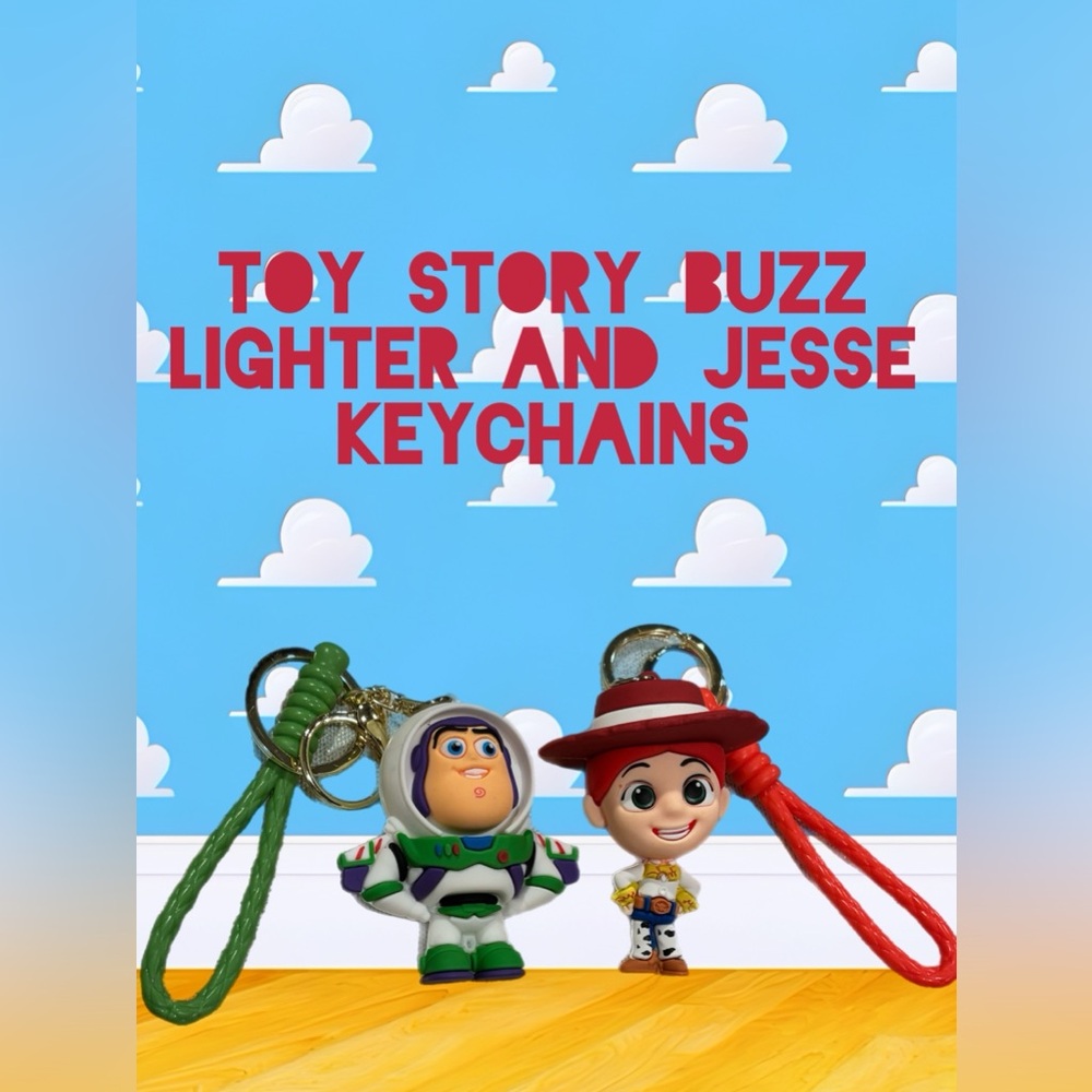 Disney Toy Story Buzz Lightyear and Jessie Keychains - Green and Red